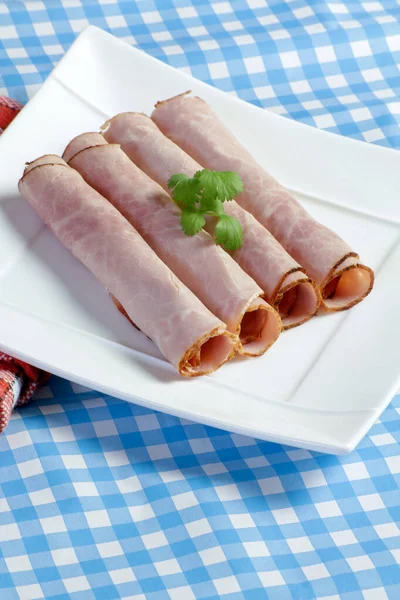 Slices White Ham Table — Stock Photo, Image