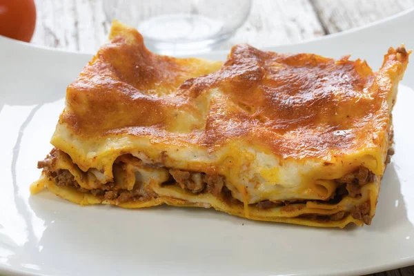 Lasagna White Plate — Stock Photo, Image