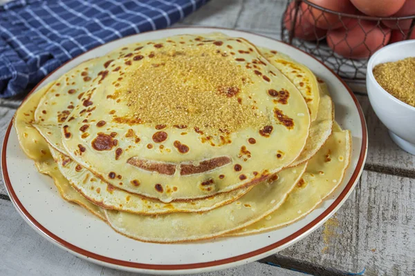 Stack Crepes White Plate — Stock Photo, Image