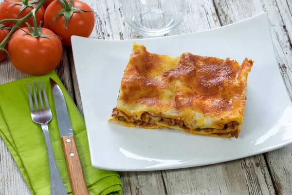 Lasagna White Plate — Stock Photo, Image