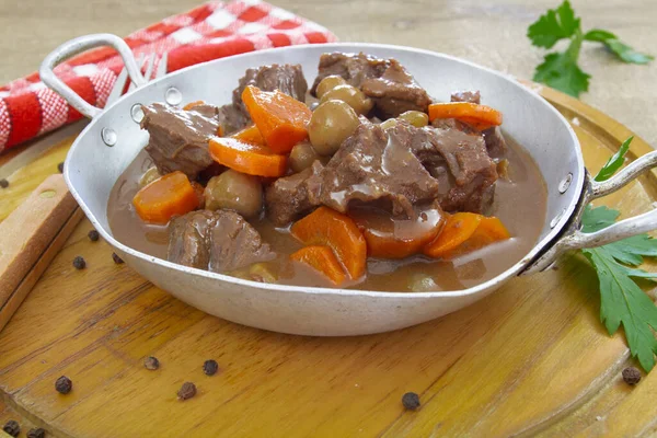 Cuisine Photo Beef Mushrooms Carrot Stewed Dish — Stock fotografie