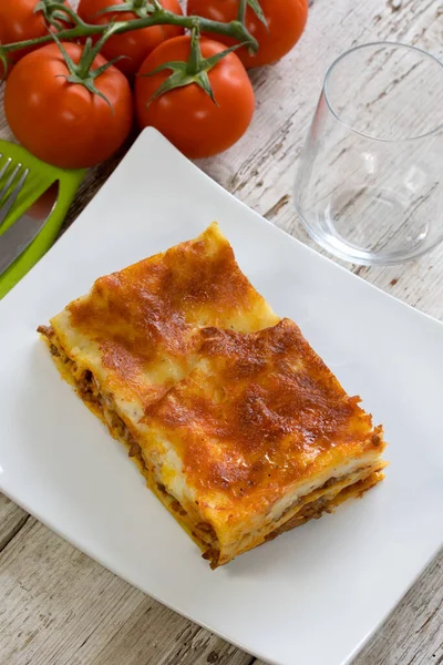 Lasagna White Plate — Stock Photo, Image