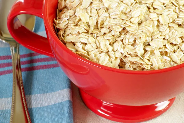 Bowl Oat Flakes Wooden Spoon — Stock Photo, Image