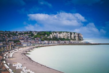 view of the cliffs and the town of Le Treport in France clipart