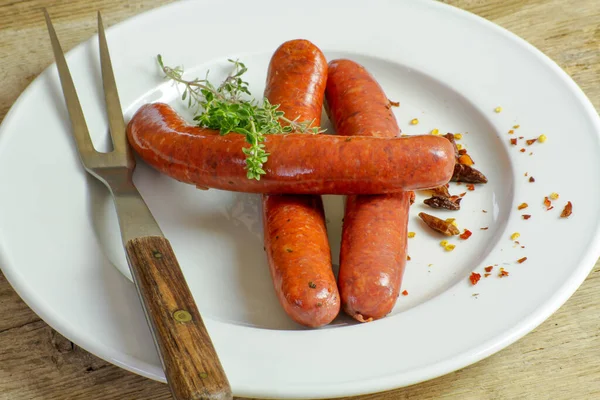 Raw Merguez Sausages Plate — Stock Photo, Image