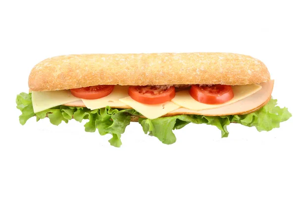 Sandwich Met Ham Kaas Geïsoleerd Witte Achtergrond — Stockfoto