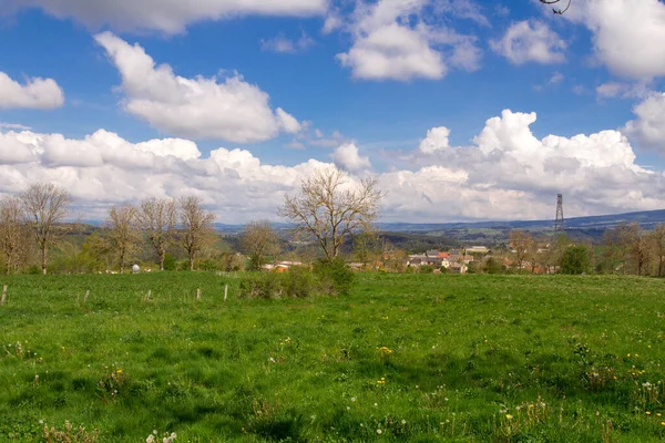 Paesaggio Rurale Con Campi Verdi Nelle Giornate Sole Paesaggio Rurale — Foto Stock