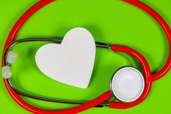 Stethoscope Heart Green Background — Stock Photo, Image