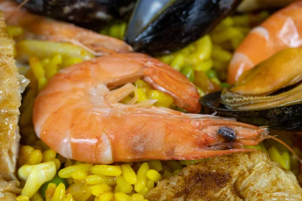 意大利味道鲜美的意式意式海鲜饭 虾仁贻贝 — 图库照片