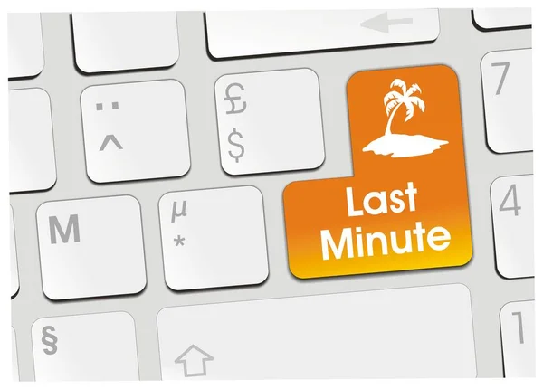 Klawiatura Komputera Pomarańczowym Przyciskiem Last Minute — Zdjęcie stockowe
