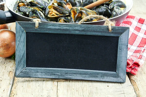 Mejillones Cocidos Sartén — Foto de Stock