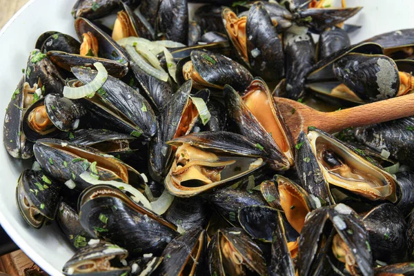 Mussels Cooked Mariniere Stock Picture