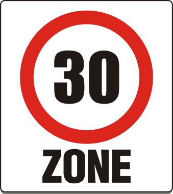 traffic sign on a white background, 30 km speed,  vector illustration  clipart
