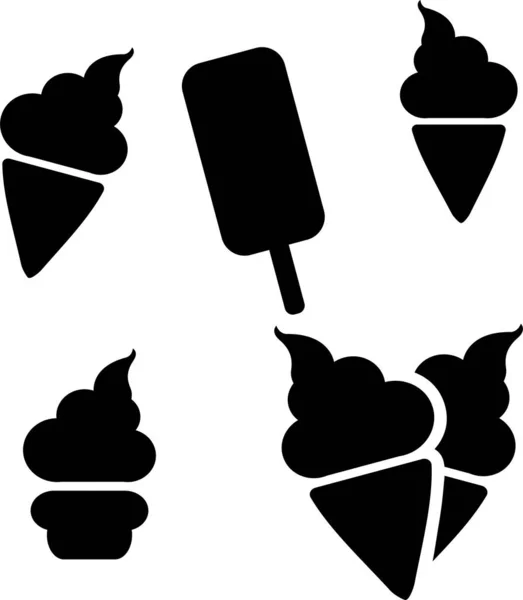 Иконки Мороженого Белом Фоне Векторная Иллюстрация — стоковый вектор