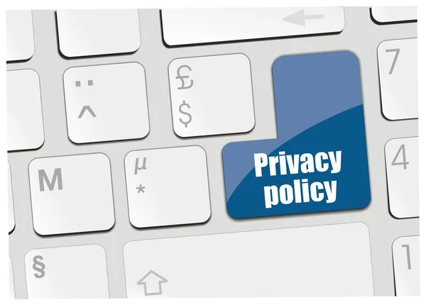 Computer Toetsenbord Met Blauwe Knop Privacy Beleid Het — Stockvector