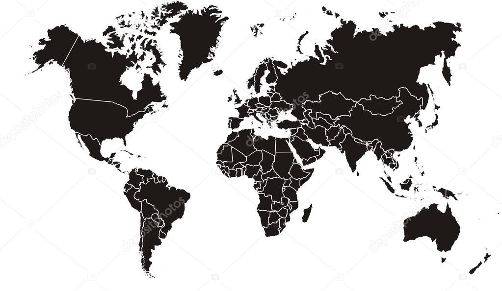 Black map of the world.