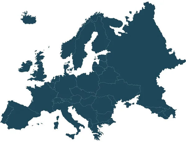 Mapa Verde Oscuro Europa — Vector de stock