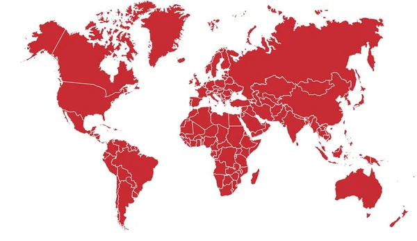 Mapa Rojo Del Mundo — Vector de stock