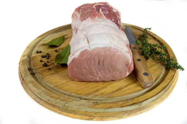 Raw Pork Roast Isolated White Background — Stockfoto