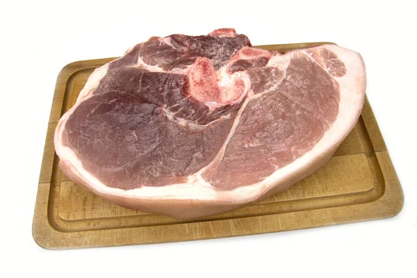 Palette Raw Pork Wooden Cutting Board Isolated — Stock Photo, Image