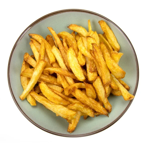 Batatas Fritas Prato Isolado Fundo Branco — Fotografia de Stock