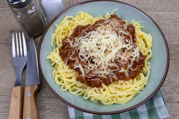 Espaguete Com Molho Tomate Queijo — Fotografia de Stock