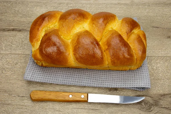 Fresh Bread Wooden Table — Stock Photo, Image