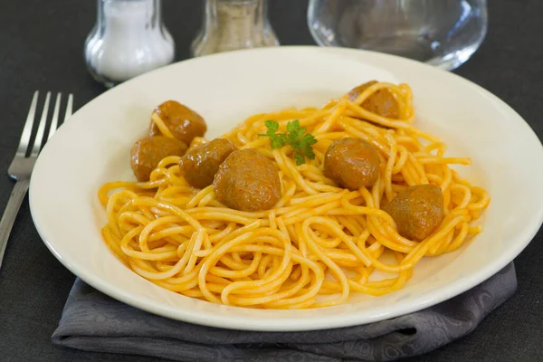 Pasta Con Polpette Piatto — Foto Stock