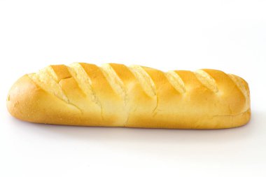 Beyaz arka planda izole edilmiş taze ekmek.