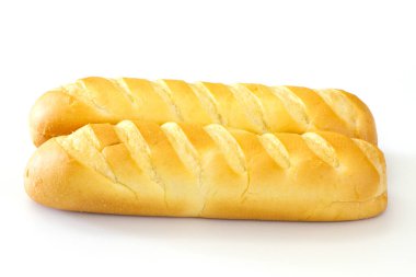 Beyaz arka planda izole edilmiş taze baget.