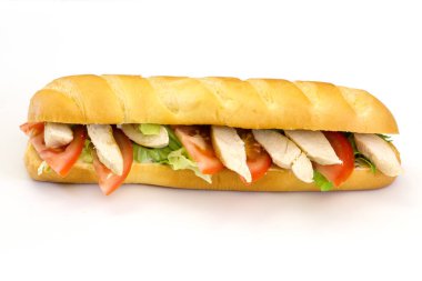 Tavuk ve sebzeli sandviç. 