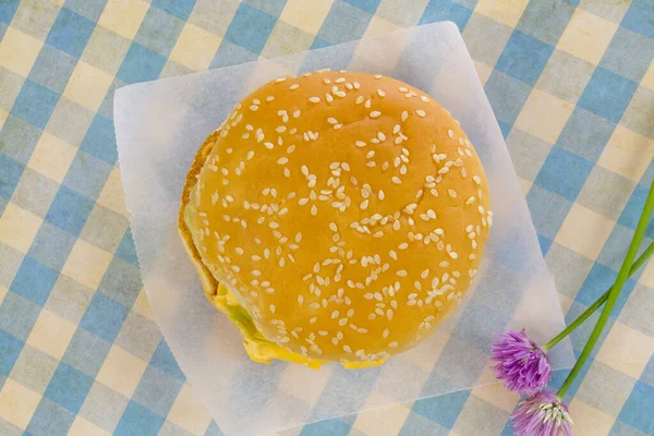 Cocina Foto Deliciosa Hamburguesa Casera Con Queso — Foto de Stock