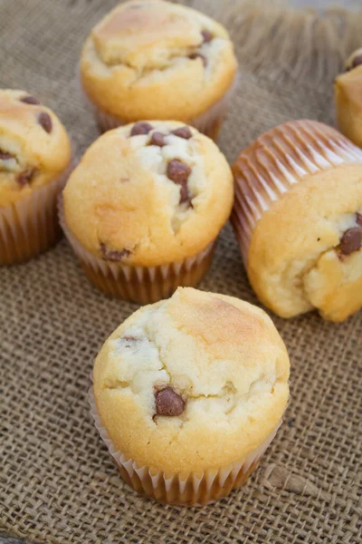 Muffins Caseiros Com Chips Chocolate — Fotografia de Stock