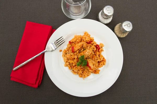 Arroz Tomate Com Frango Legumes — Fotografia de Stock