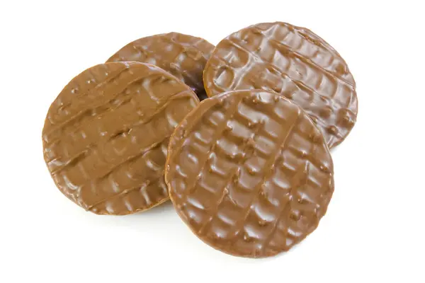 Choklad Cookies Isolerad Vit Bakgrund — Stockfoto