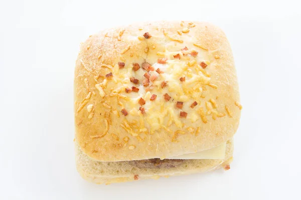 Σάντουιτς Τυρί Και Κρέας Λευκό Φόντο — Φωτογραφία Αρχείου