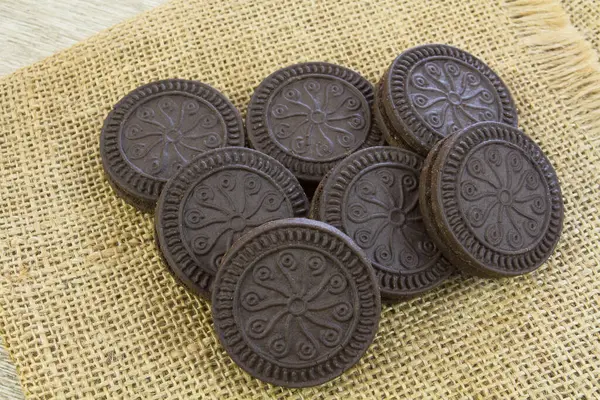 Galletas Chocolate Sobre Fondo Tela — Foto de Stock