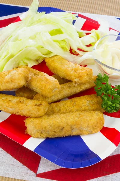 Gebakken Kip Nuggets Met Salade — Stockfoto