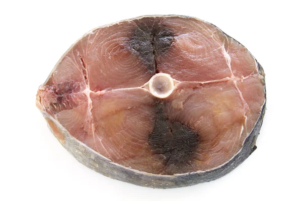 Surowy Stek Tuńczykowy Izolowany Białym Tle — Zdjęcie stockowe