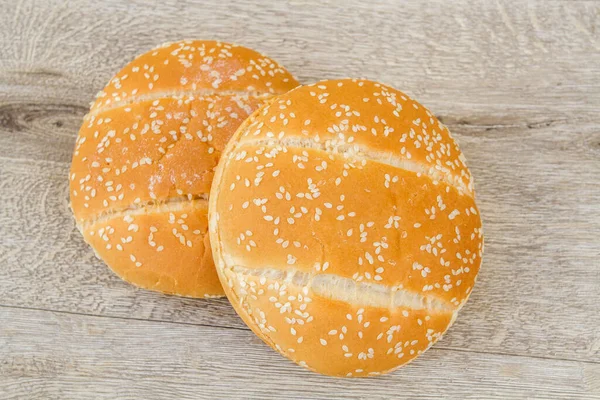 Bollos Para Hamburguesa Sobre Mesa Madera — Foto de Stock