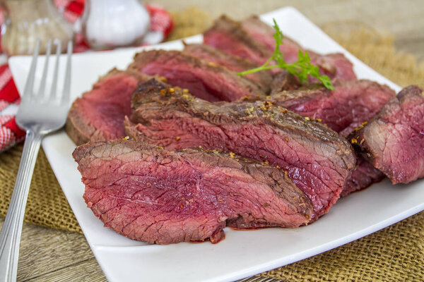 Beef steak with spices on a plate