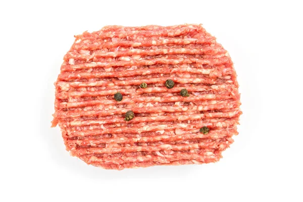Hambúrguer Carne Crua Isolado Sobre Fundo Branco Carne Picada — Fotografia de Stock
