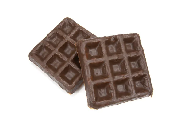 Kleine Chocolade Wafels Geïsoleerd Witte Achtergrond — Stockfoto