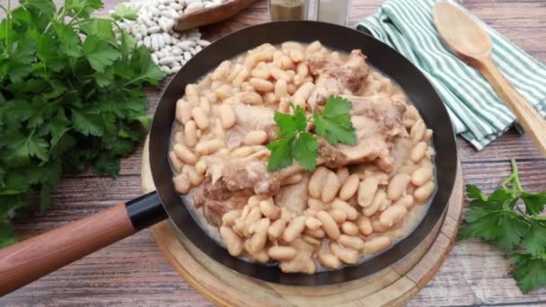 Plat Français Appelé Cassoulet Composé Canard Haricots Blancs — Video