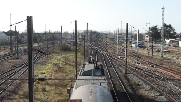 Tren Que Llega Estación Tren Ciudad Tergnier Francia — Vídeos de Stock