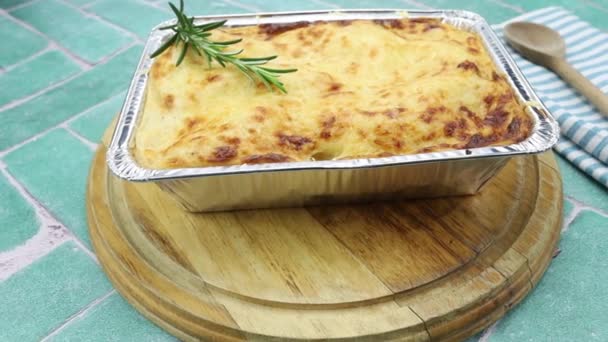 Bolognese Stil Lasagne Plattan — Stockvideo