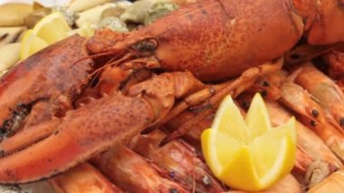 Tabakta ıstakozlu karides.