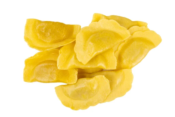 Gruppo Ravioli Crudi Isolati Fondo Bianco — Foto Stock