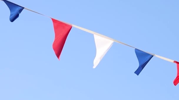 Franska Flaggan Banner För Juli — Stockvideo