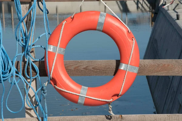 a safety buoy or life buoy for rescuing people at the beach